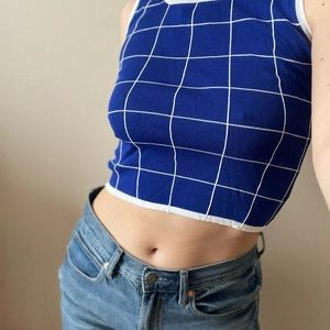 Vintage Royal Blue Grid Tank Top